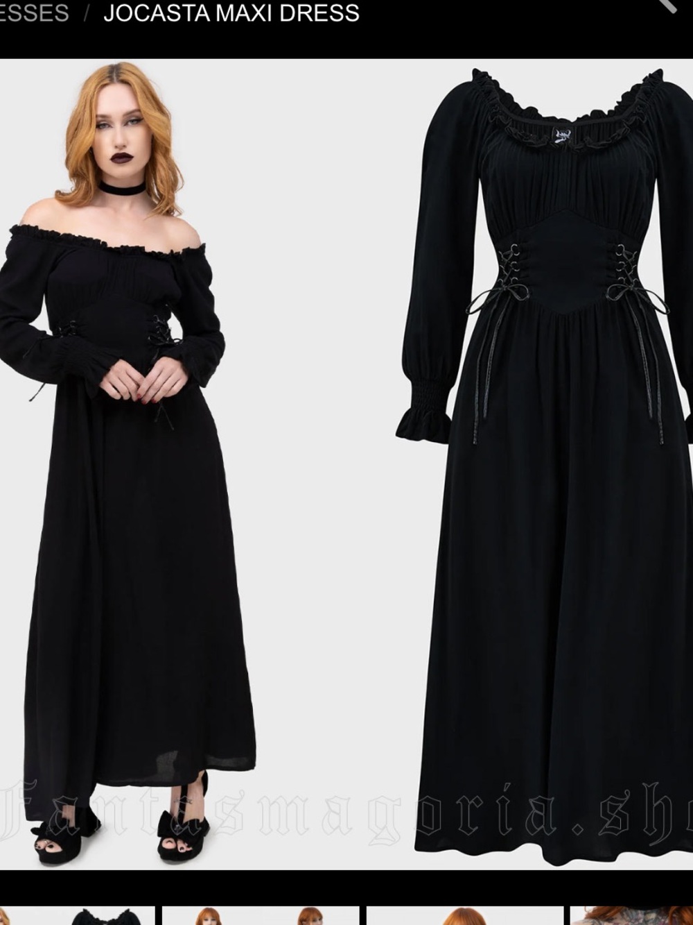 Killstar JOCASTA MAXI DRESS black small goth witchy whimsigoth